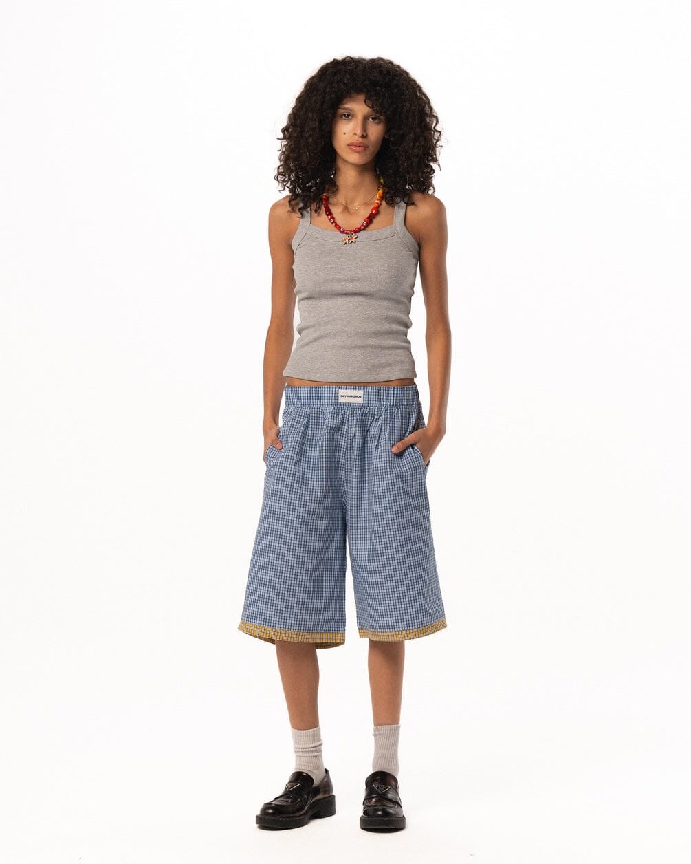 Female Blue Wide Leg Boxer Jorts Jorts IN YOUR SHOE S 