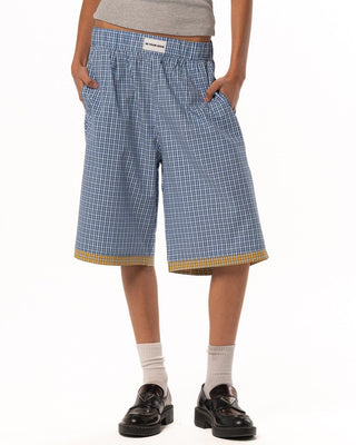 Female Blue Wide Leg Boxer Jorts Jorts IN YOUR SHOE M 