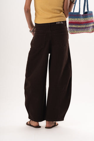Female Brown Mid-Rise Barrel Leg Jeans Jeans IN YOUR SHOE 
