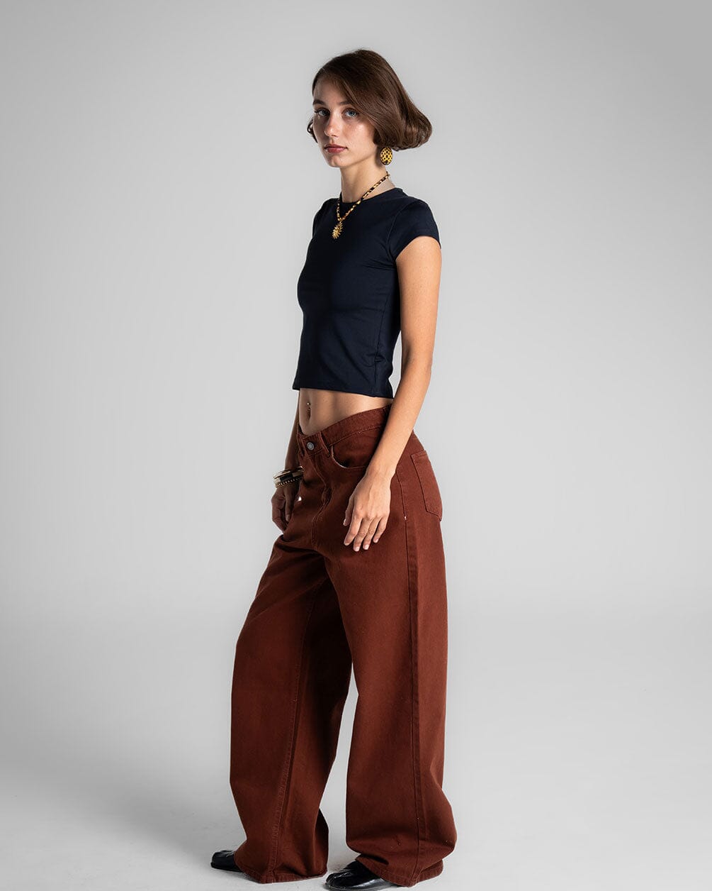 Female Brown Oversized Jeans Jeans IN YOUR SHOE 36 
