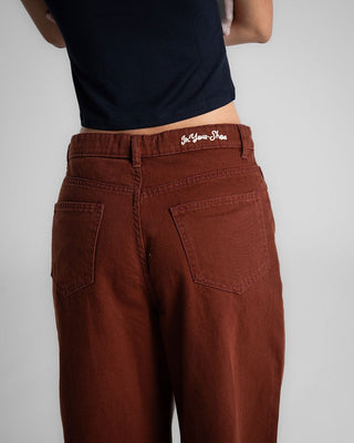 Female Brown Oversized Jeans Jeans IN YOUR SHOE 38 