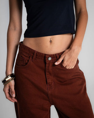 Female Brown Oversized Jeans Jeans IN YOUR SHOE 40 