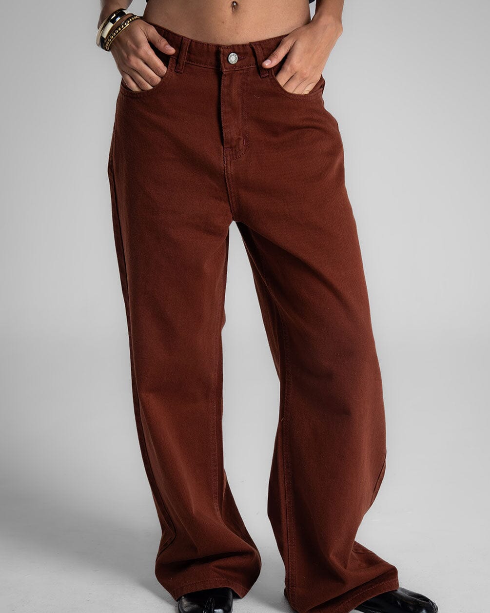 Female Brown Oversized Jeans Jeans IN YOUR SHOE 