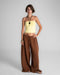 Female Brown Super Oversized Crinkled Pants
