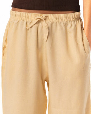 Female Butter Yellow Linen Wide Leg Pants Linen Pants IN YOUR SHOE XL 