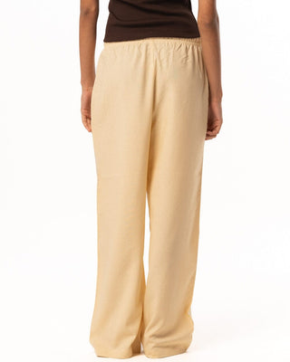 Female Butter Yellow Linen Wide Leg Pants Linen Pants IN YOUR SHOE L 