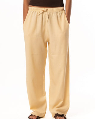 Female Butter Yellow Linen Wide Leg Pants Linen Pants IN YOUR SHOE M 