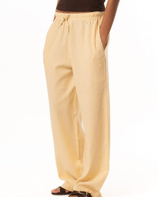 Female Butter Yellow Linen Wide Leg Pants Linen Pants IN YOUR SHOE 