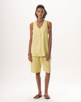 Female Butter Yellow Oversized Linen Set Linen Set IN YOUR SHOE S S 
