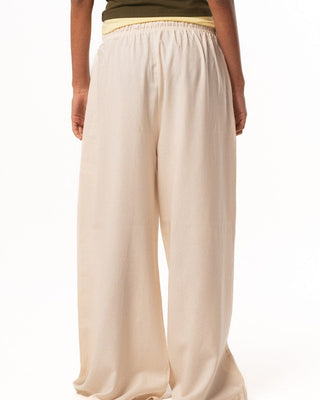 Female Creamy Super Oversized Linen Pants Linen Pants IN YOUR SHOE L 