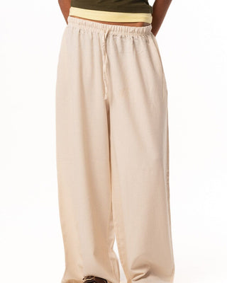 Female Creamy Super Oversized Linen Pants Linen Pants IN YOUR SHOE M 