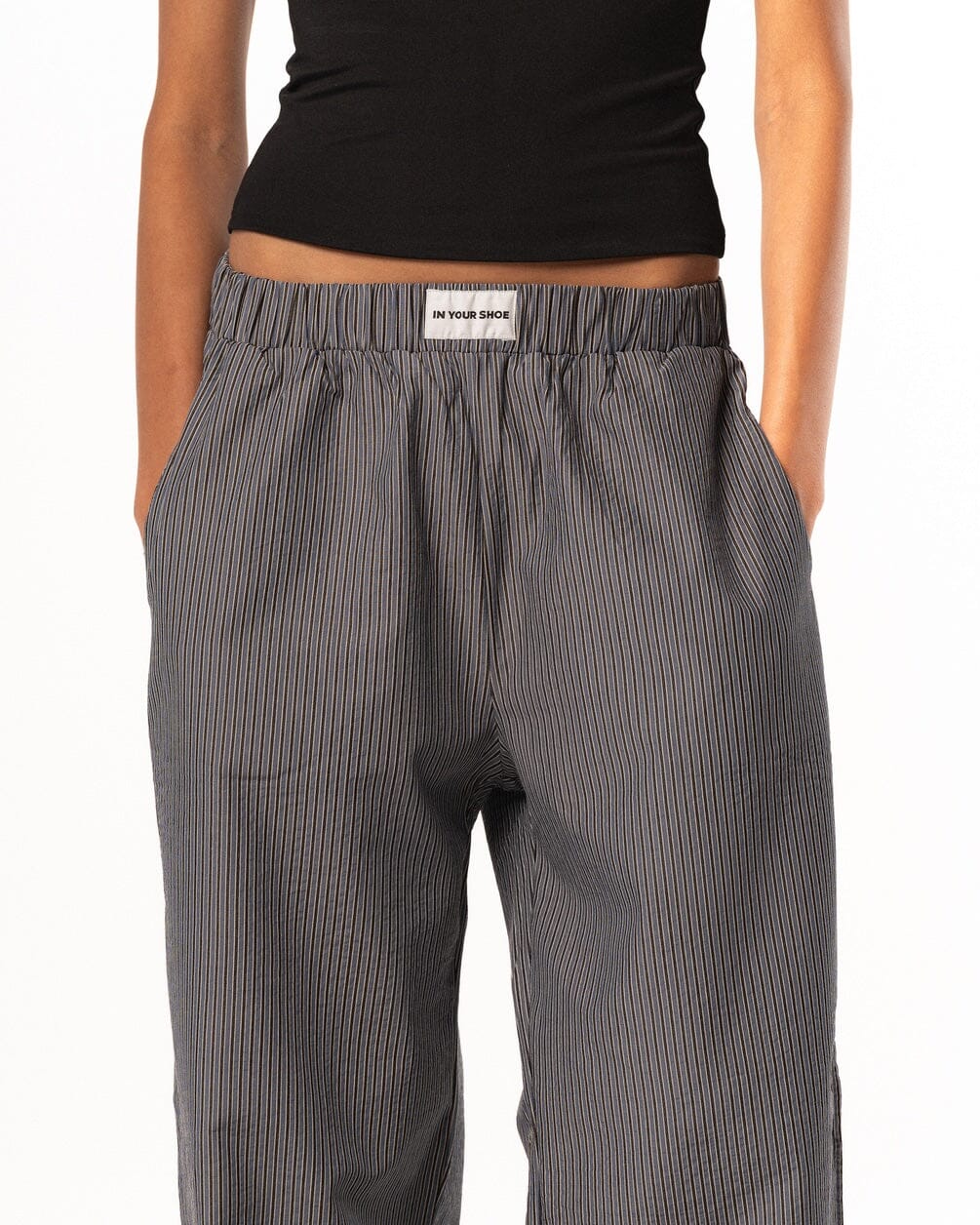 Female Dark Blue Striped Boxer Pants Boxer Pants IN YOUR SHOE XL 