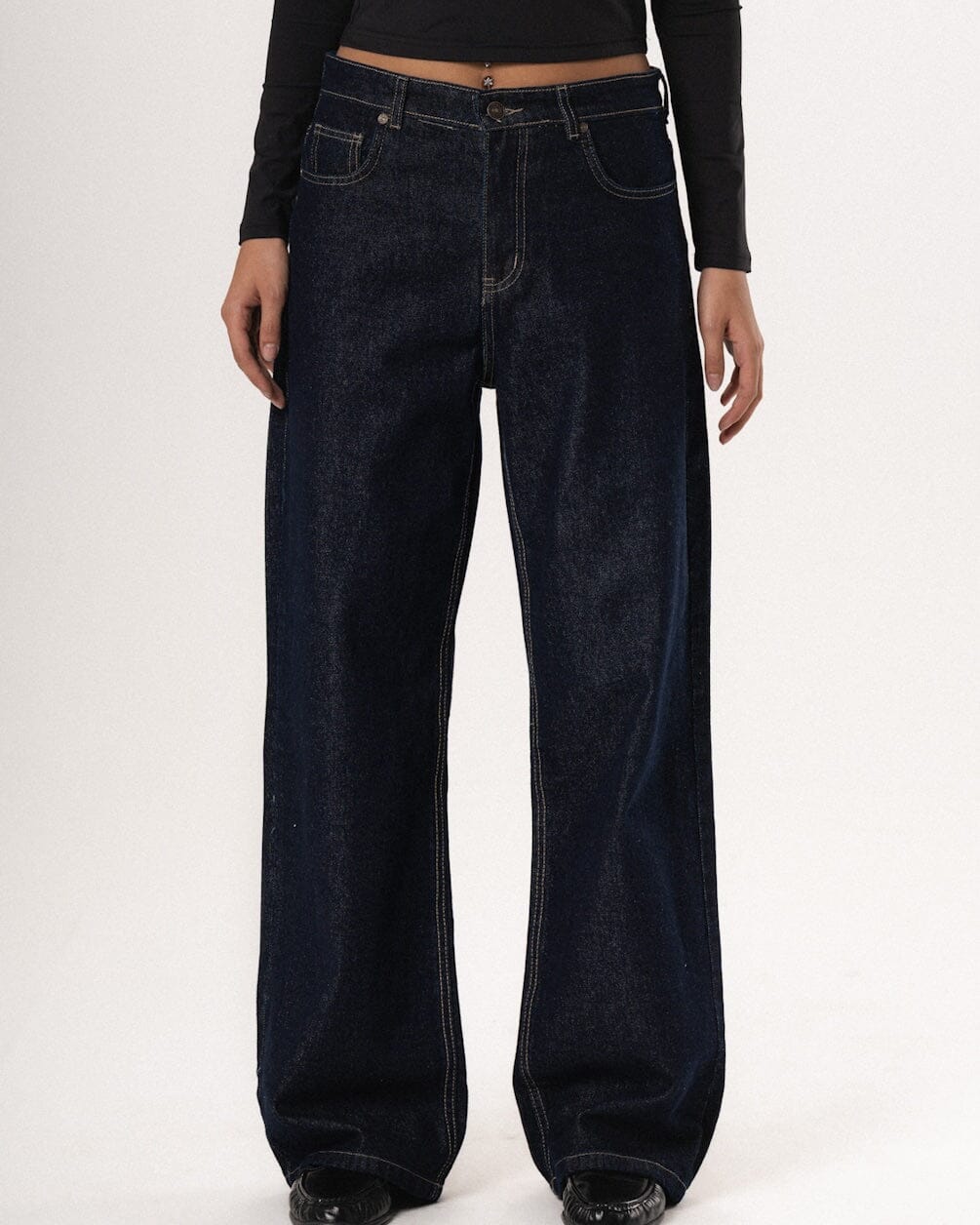 Female Denim Blue Washed Wide Leg Jeans Jeans IN YOUR SHOE 36 