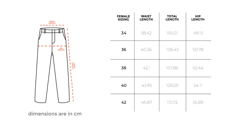 Female Wide-leg Grey Washed Jeans size chart