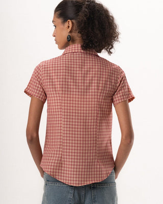 Female Fuchsia Plaid Fitted Shirt Fitted Shirts IN YOUR SHOE L 