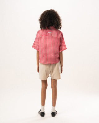 Female Fuchsia Plaid Oversized Shirt Oversized Shirts IN YOUR SHOE L 