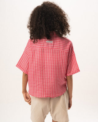 Female Fuchsia Plaid Oversized Shirt Oversized Shirts IN YOUR SHOE XL 