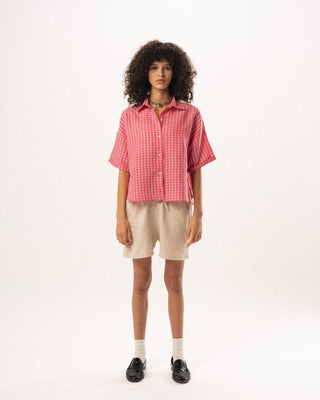 Female Fuchsia Plaid Oversized Shirt Oversized Shirts IN YOUR SHOE S 
