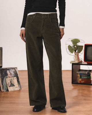 Female Green Corduroy Pants Pants IN YOUR SHOE 36 