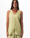 Female Green Oversized Linen Vest