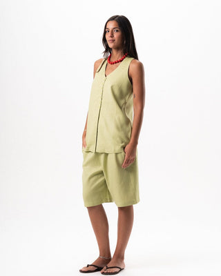 Female Green Oversized Linen Set Linen Set IN YOUR SHOE 