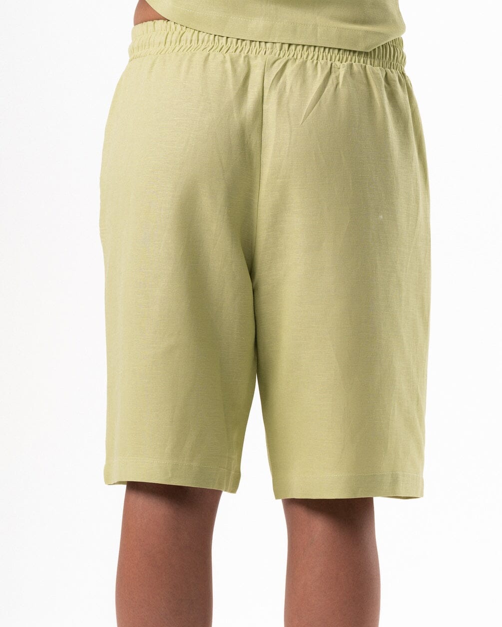 Female Green Oversized Linen Shorts Linen Shorts IN YOUR SHOE L 