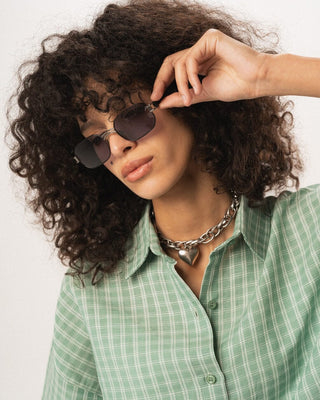 Female Green Plaid Oversized Shirt Oversized Shirts IN YOUR SHOE 