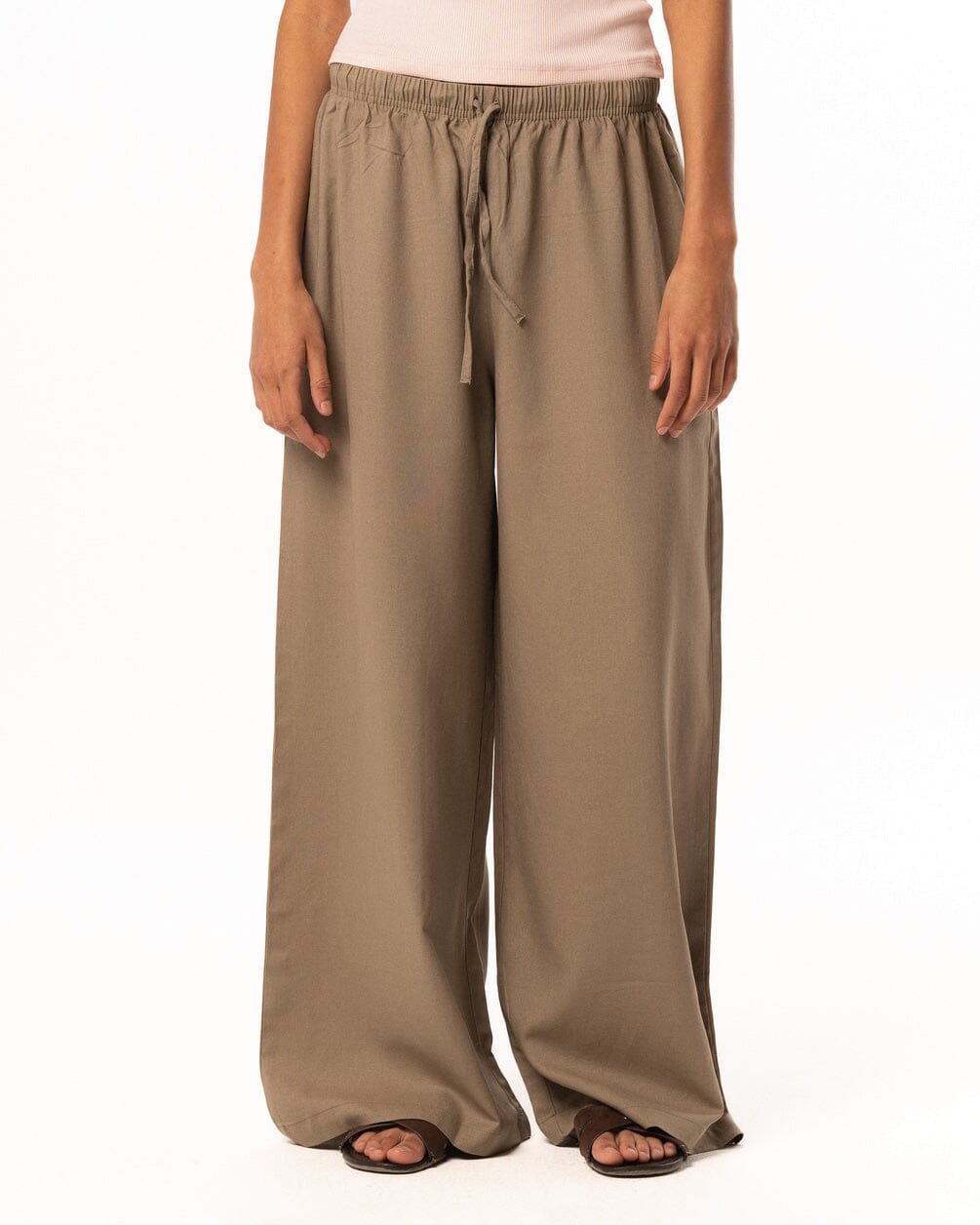 Female Greige Super Oversized Linen Pants Linen Pants IN YOUR SHOE M 