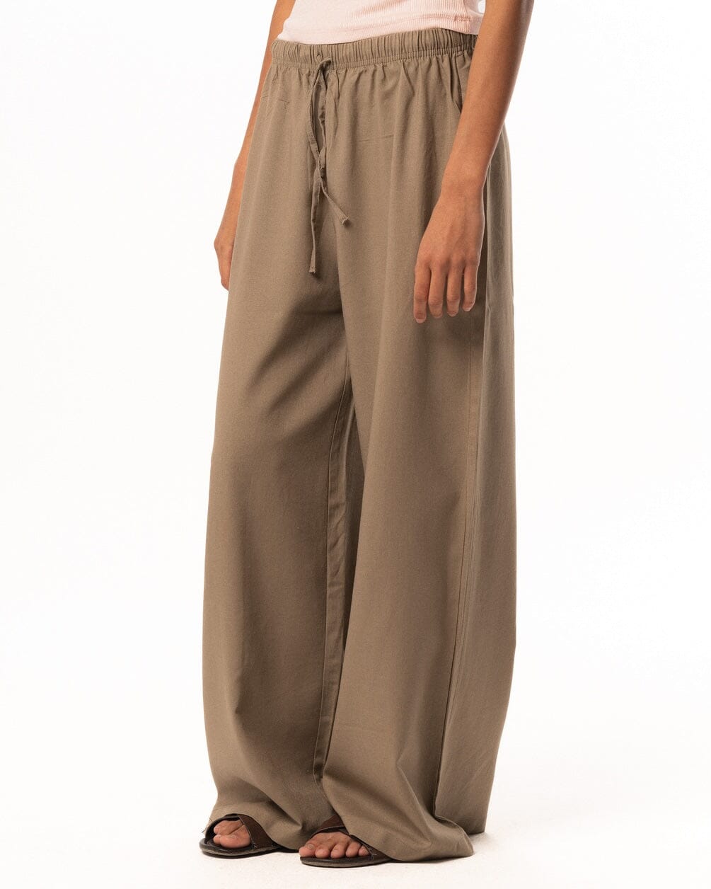 Female Greige Super Oversized Linen Pants Linen Pants IN YOUR SHOE XL 