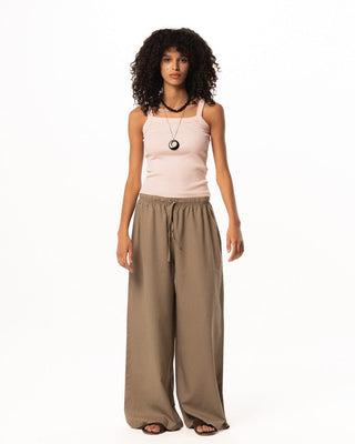 Female Greige Super Oversized Linen Pants Linen Pants IN YOUR SHOE S 
