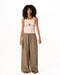 Female Greige Super Oversized Linen Pants