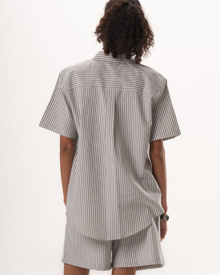 Female Grey Striped Oversized Set Linen Set IN YOUR SHOE L S 