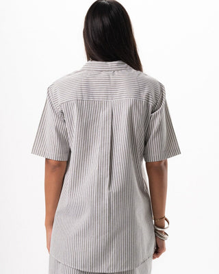 Female Grey Striped Oversized Set Linen Set IN YOUR SHOE 