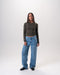 Female Medium Blue Contrast Badge Straight Jeans