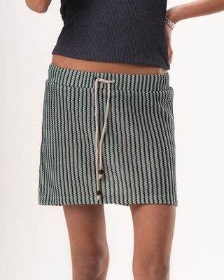 Female Navy & Aqua Mini Crochet Skirt Skirt IN YOUR SHOE M 