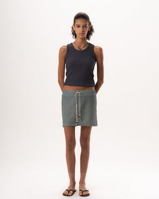 Female Navy & Aqua Mini Crochet Skirt Skirt IN YOUR SHOE S 