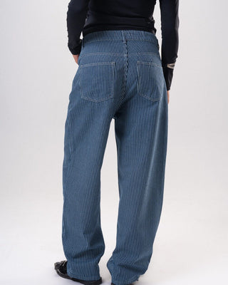 Female Navy Blue Barrel Fit Cropped Pants Pants IN YOUR SHOE 40 