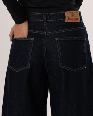 Female Navy Washed Barrel Fit Jeans Jeans IN YOUR SHOE 42 