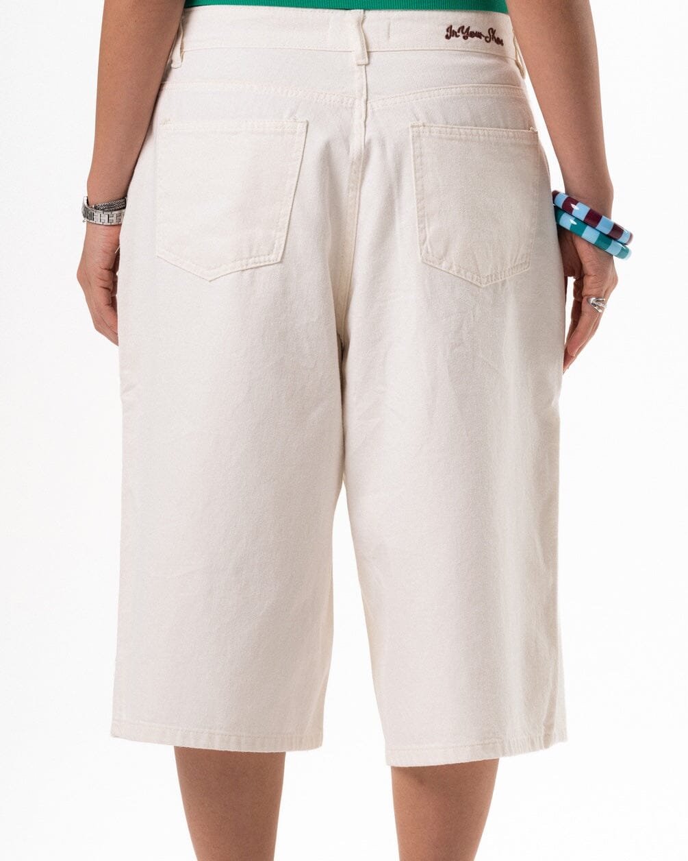 Female Off White Wide Leg Jorts Jorts IN YOUR SHOE 38 