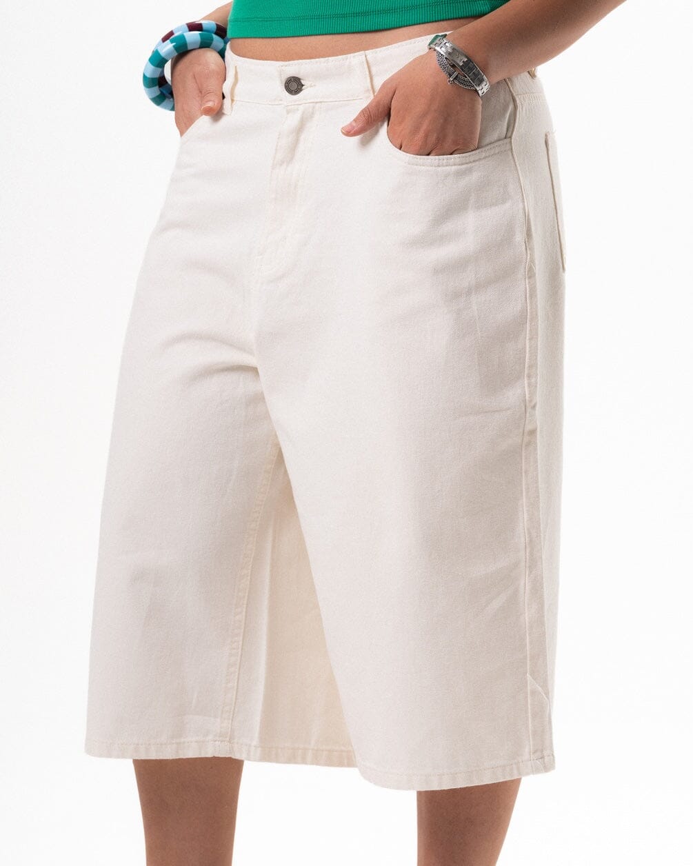 Female Off White Wide Leg Jorts Jorts IN YOUR SHOE 40 