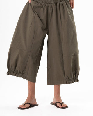 Female Olive Cropped Balloon Pants Pants IN YOUR SHOE XL 