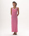 Female Pink Horizontal Striped Knit Dress