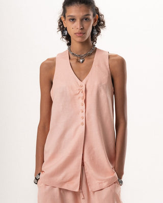 Female Pink Oversized Linen Vest Linen Vest IN YOUR SHOE M 