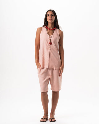 Female Pink Oversized Linen Vest Linen Vest IN YOUR SHOE S 