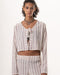 Female Pink Striped Long Sleeve Knit Top