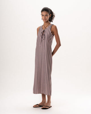 Female Pink Vertical Striped Knit Dress Knit Dress IN YOUR SHOE M 