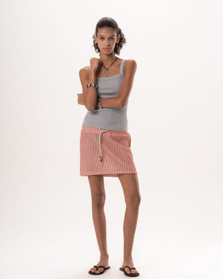 Female Red & Off White Mini Crochet Skirt Skirt IN YOUR SHOE S 