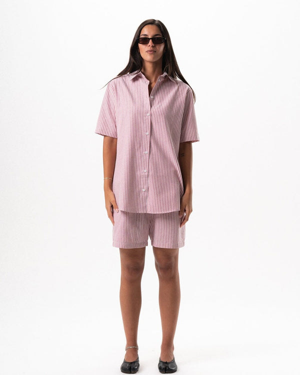 Female Red Striped Oversized Set