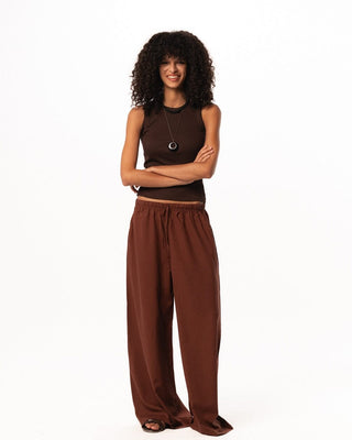 Female Reddish Brown Super Oversized Linen Pants Linen Pants IN YOUR SHOE S 