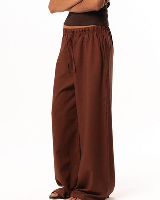 Female Reddish Brown Super Oversized Linen Pants Linen Pants IN YOUR SHOE 